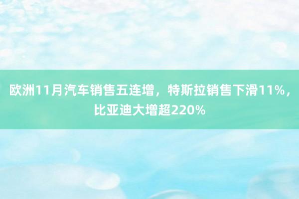 欧洲11月汽车销售五连增，特斯拉销售下滑11%，比亚迪大增超220%
